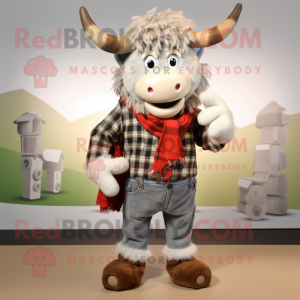 Silver Beef Stroganoff mascot costume character dressed with a Flannel Shirt and Necklaces