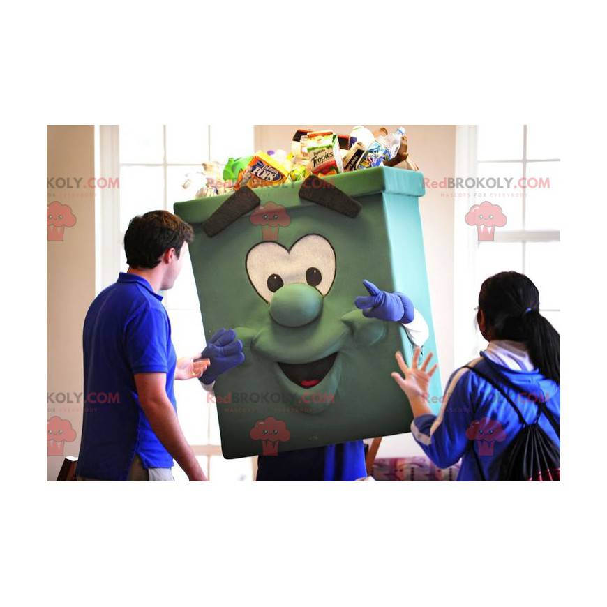 Mascota de basura verde gigante - mascota de reciclaje -