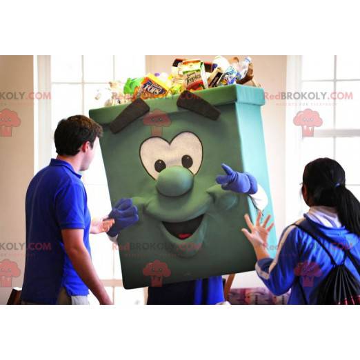 Obří zelený koš maskot - recyklace maskot - Redbrokoly.com