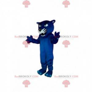 Agressieve blauwe panter mascotte. Panther kostuum -