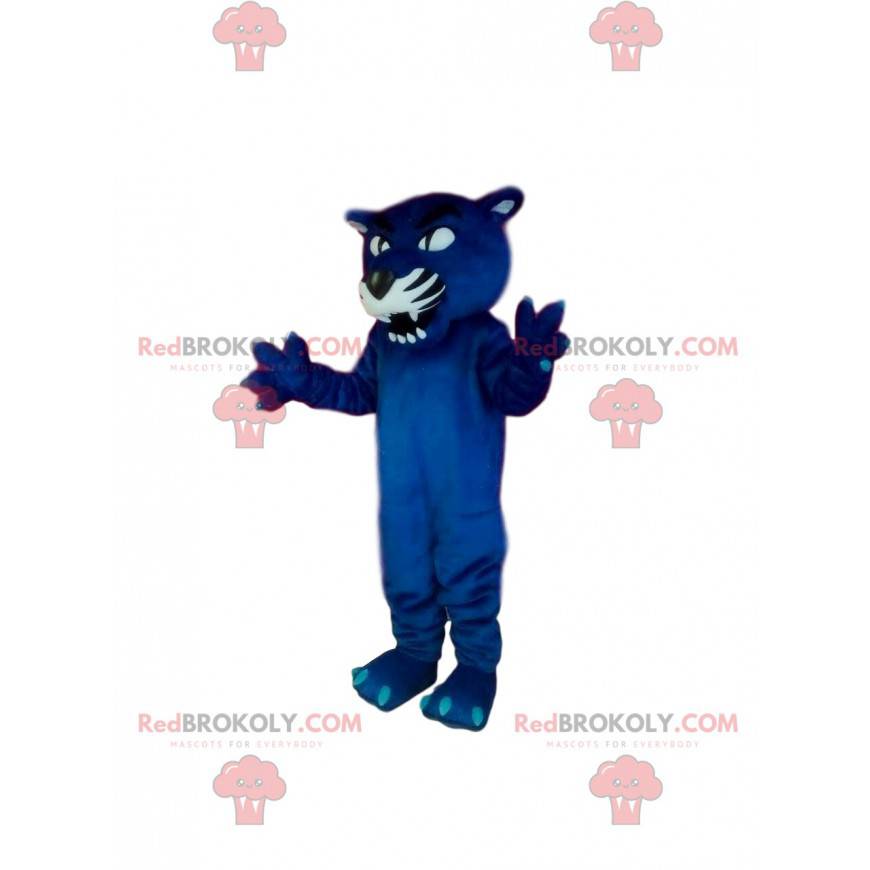 Aggressive blue panther mascot. Panther costume - Redbrokoly.com