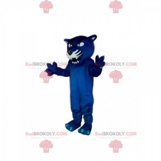 Mascote da pantera azul agressiva. Fantasia de pantera -