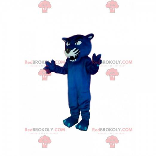 Mascotte de panthère bleu agressive. Costume de panthère -