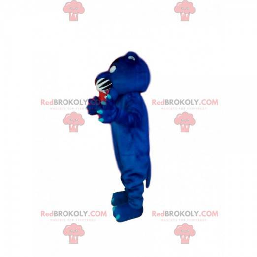 Aggressive blue panther mascot. Panther costume - Redbrokoly.com