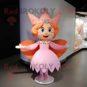 Peach Tooth Fairy mascot costume character dressed with a Sheath Dress and Brooches