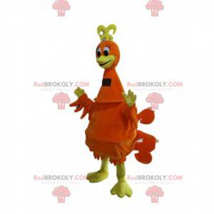 Mascotte di pollo marrone troppo comica. Costume da pollo. -