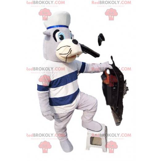 Mascotte de phoque en tenue de marin. Costume de phoque -