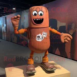 Rust Skateboard mascot costume character dressed with a Tank Top and Keychains