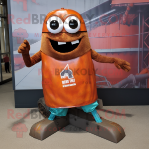 Rust Skateboard mascot costume character dressed with a Tank Top and Keychains