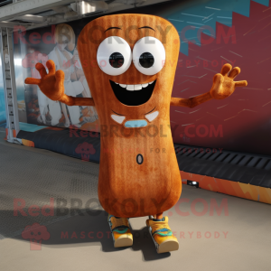 Rust Skateboard mascot costume character dressed with a Tank Top and Keychains