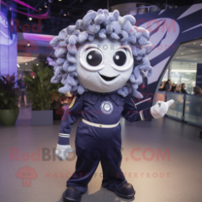 Navy Medusa mascot costume character dressed with a Romper and Bracelets