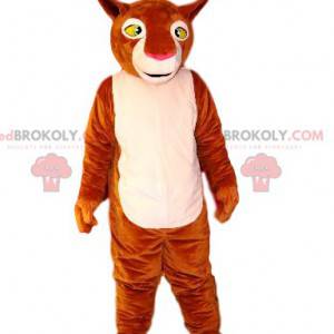 Mascotte de lionne marron et blanche. Costume de lionne -