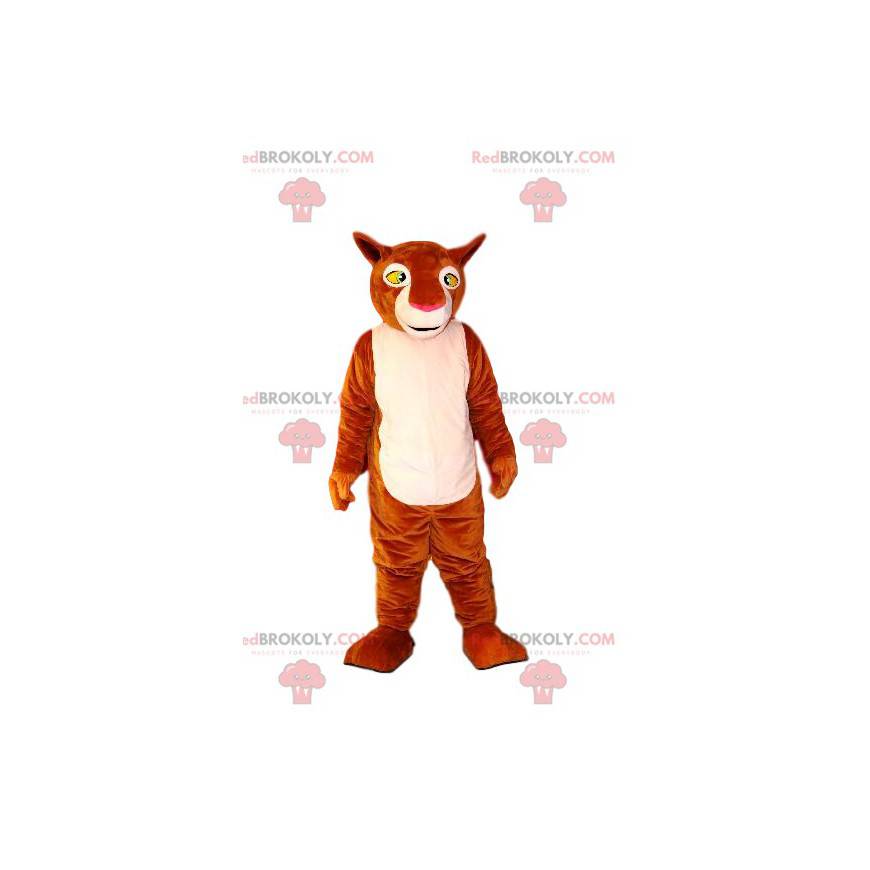 Hnědý a bílý lvice maskot. Kostým lvice - Redbrokoly.com