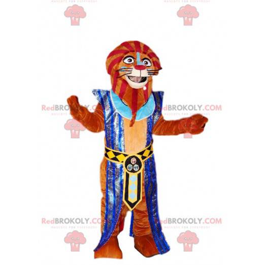 Mascota del león marrón en traje de faraón. - Redbrokoly.com
