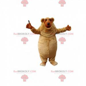 Mascotte de petit ours brun dodu très heureux. - Redbrokoly.com