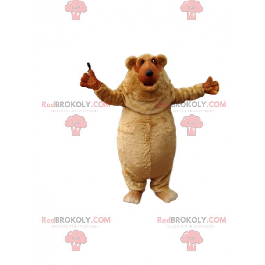 Very happy little plump brown bear mascot. - Redbrokoly.com