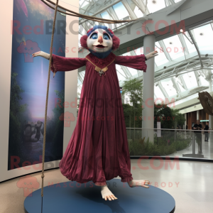 nan Trapeze Artist mascot costume character dressed with a Maxi Dress and Bracelet watches