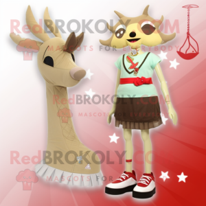 Beige Deer mascot costume character dressed with a Bikini and Shoe clips