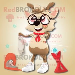 Beige Deer mascot costume character dressed with a Bikini and Shoe clips