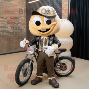 Beige Basketball Ball mascot costume character dressed with a Biker Jacket and Bow ties