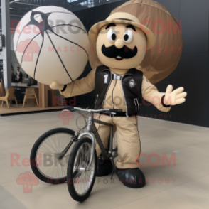 Beige Basketball Ball mascot costume character dressed with a Biker Jacket and Bow ties