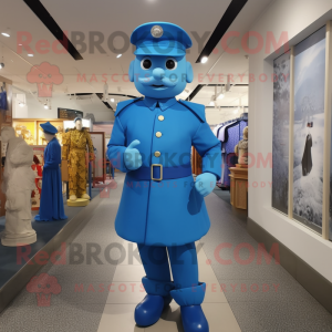 Blue Soldier maskot kostume...