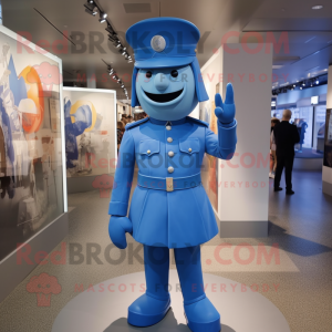 Blue Soldier maskot kostume...
