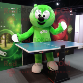Green Ping Pong Table mascot costume character dressed with a Playsuit and Briefcases