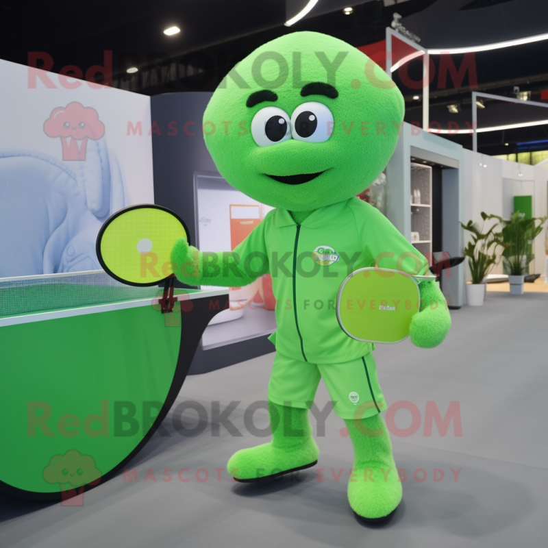 Green Ping Pong Table mascot costume character dressed with a Playsuit and Briefcases Green Ping Pong Table mascot costume character dressed with a Playsuit and Briefcases