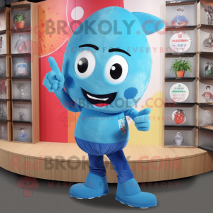 Cyan Miso Soup mascot costume character dressed with a Bootcut Jeans and Anklets