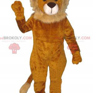 Mjuk och hårig orange och beige lejonmaskot - Redbrokoly.com