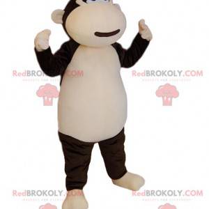 Mascotte scimmia marrone e crema molto felice. Costume da