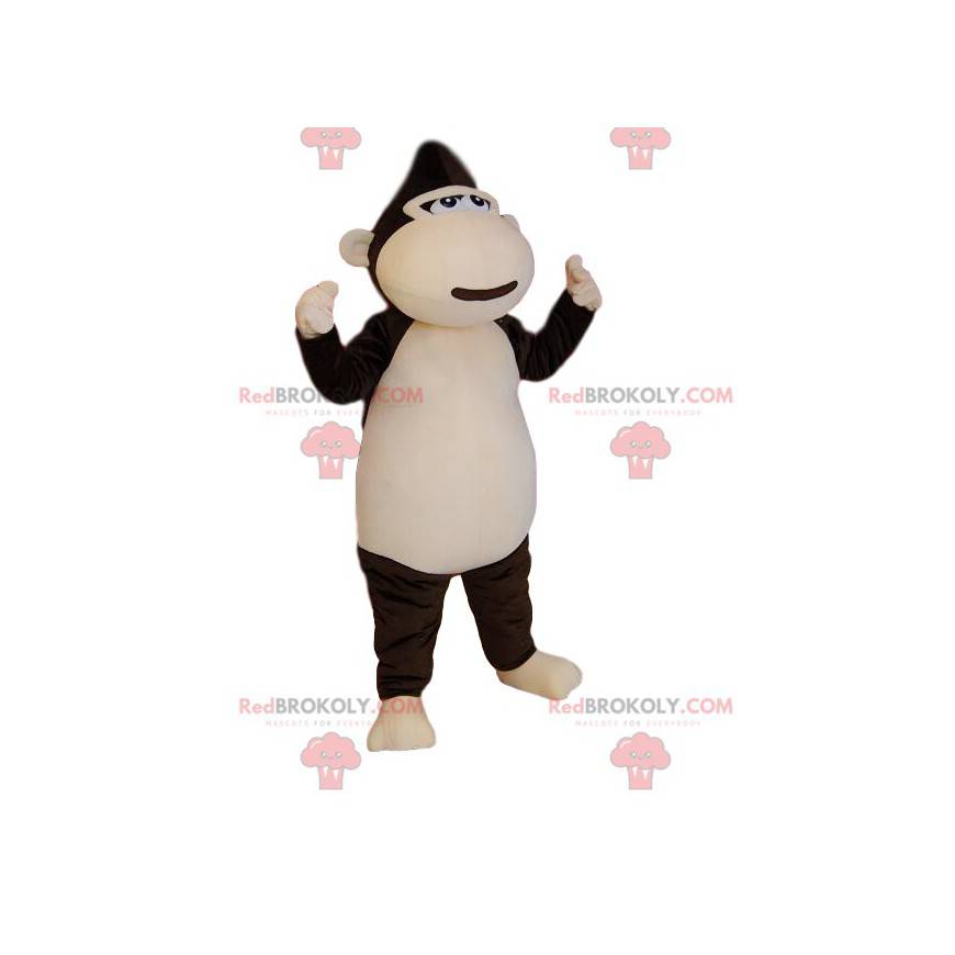 Velmi šťastný hnědý a krémový opičí maskot. Opičí kostým - Velmi šťastný hnědý a krémový opičí maskot. Opičí kostým -