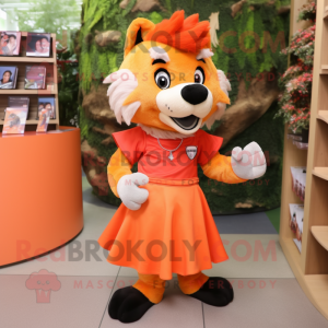 Orange Wolf maskot kostym...