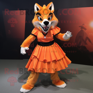 Orange Wolf maskot kostume...