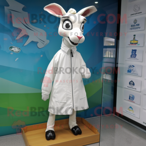 White Gazelle mascot costume character dressed with a Raincoat and Ties