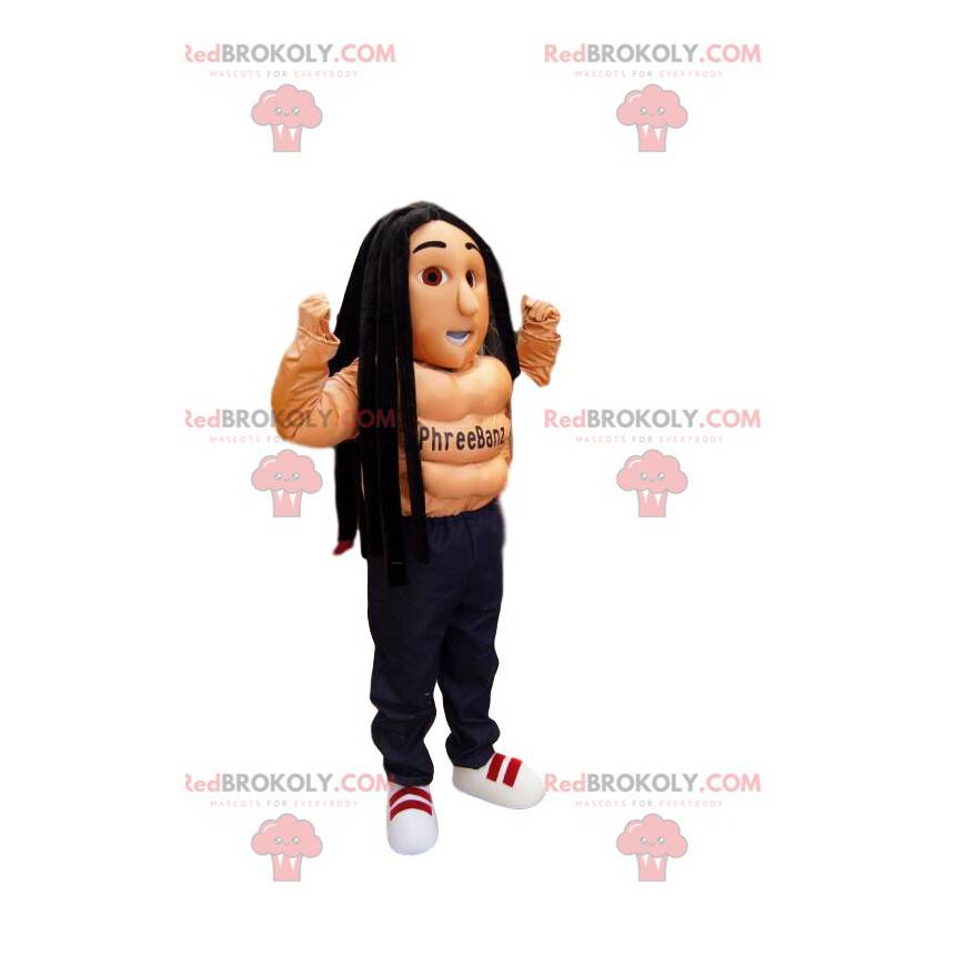 Shirtless sportsman mascot with rastas - Redbrokoly.com