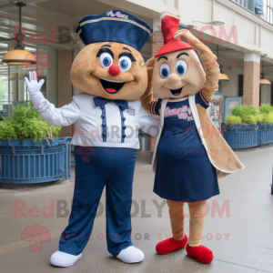 Navy Jambalaya mascot costume character dressed with a Mom Jeans and Cummerbunds