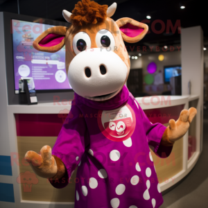 Magenta Jersey Cow maskot...