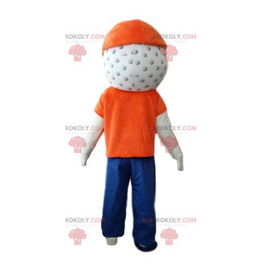 Sneeuwpopmascotte met een golfbalhoofd - Redbrokoly.com