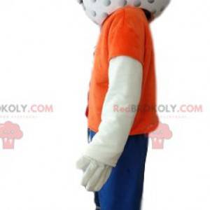 Sneeuwpopmascotte met een golfbalhoofd - Redbrokoly.com