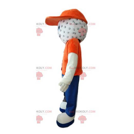 Mascotte de bonhomme avec une tête de balle de golf -