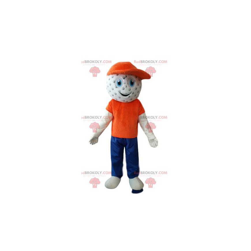 Sneeuwpopmascotte met een golfbalhoofd - Redbrokoly.com