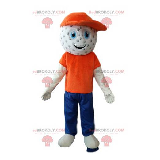 Mascote do boneco de neve com cabeça de bola de golfe -