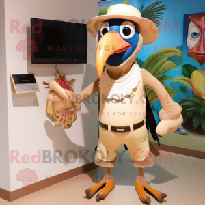 Tan Toucan maskot kostume...