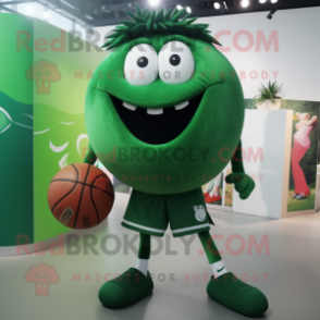 Forest Green Handball Ball mascot costume character dressed with a Running Shorts and Cummerbunds