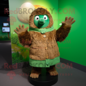 nan Kiwi mascot costume character dressed with a Cardigan and Mittens