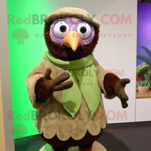 nan Kiwi mascot costume character dressed with a Cardigan and Mittens