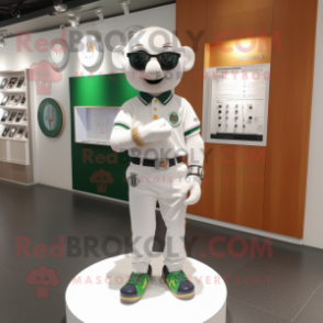White Irish Flag mascot costume character dressed with a Oxford Shirt and Bracelet watches