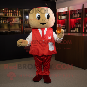 Rød Champagne maskot drakt...